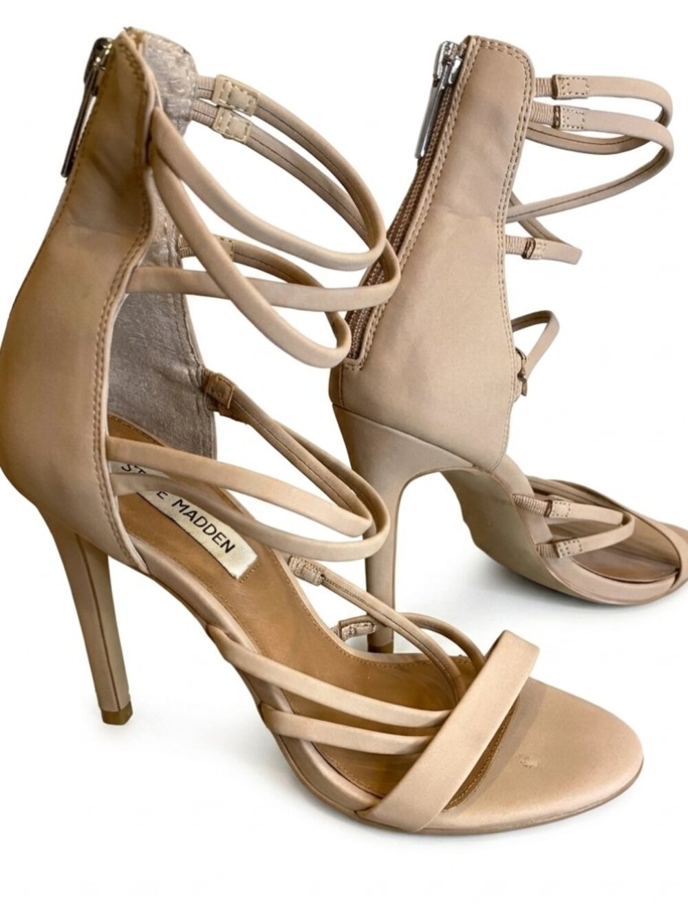 Steve Madden Toxic Nude Strappy Stiletto Sandals Heels